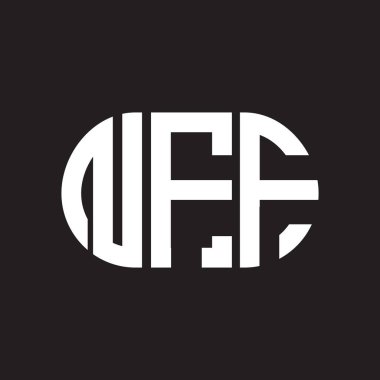 Siyah arka planda NFF harf logosu tasarımı. NFF yaratıcı harflerin baş harfleri logo kavramı. NFF harf tasarımı.