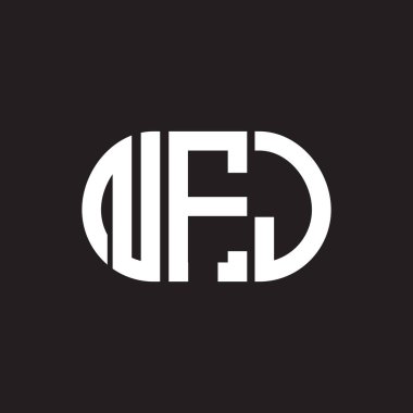 Siyah arka planda NFJ harf logosu tasarımı. NFJ yaratıcı harflerin baş harfleri logo kavramı. NFJ harf tasarımı.