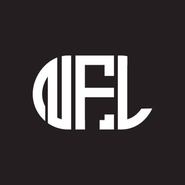 Siyah arka planda NFL harf logosu tasarımı. NFL yaratıcı harflerin baş harfleri logo kavramı. NFL harf tasarımı.