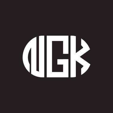 Siyah arka planda NGK harf logosu tasarımı. NGK yaratıcı harflerin baş harfleri logo kavramı. NGK harf tasarımı.