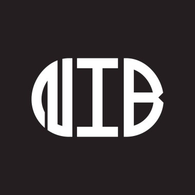 Siyah arka planda NIB harfi logo tasarımı. NIB yaratıcı harfler logo konsepti. NIB harf tasarımı.