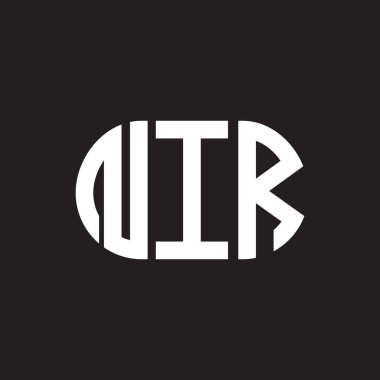 Siyah arka planda NIR harf logosu tasarımı. NIR yaratıcı harfler logo konsepti. NIR harf tasarımı.