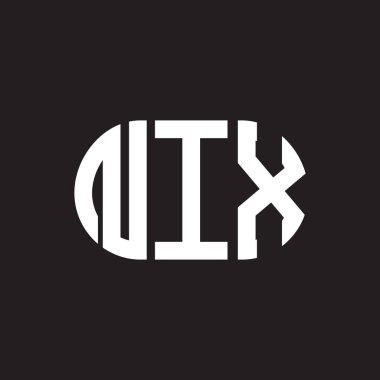 Siyah arka planda NIX harfli logo tasarımı. NIX yaratıcı harflerin baş harfleri logo kavramı. NIX harf tasarımı.