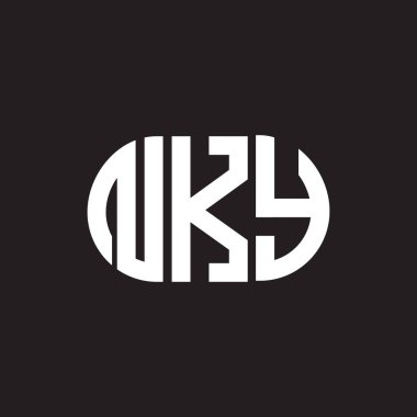Siyah arkaplanda NKY harf logosu tasarımı. NKY yaratıcı harflerin baş harfleri logo kavramı. NKY harf tasarımı.