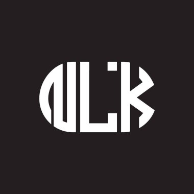 Siyah arka planda NLK harf logosu tasarımı. NLK yaratıcı harflerin baş harfleri logo kavramı. NLK harf tasarımı.