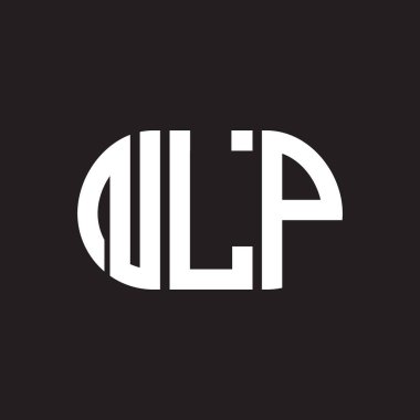 Siyah arka planda NLP harf logosu tasarımı. NLP yaratıcı harflerin baş harfleri logo kavramı. NLP harf tasarımı.