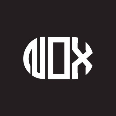 Siyah arkaplanda NOX harfi logo tasarımı. NOX yaratıcı harflerin baş harfleri logo kavramı. NOX harf tasarımı.