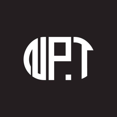 Siyah arka planda NPT harf logosu tasarımı. NPT yaratıcı harf logosu konsepti. NPT harf tasarımı.