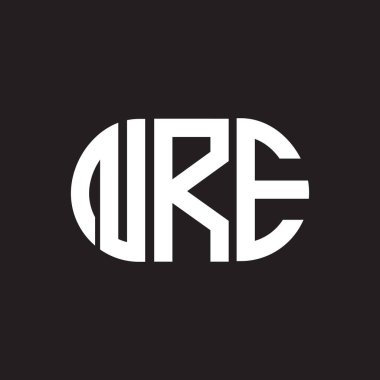 Siyah arka planda NRE harf logosu tasarımı. NRE yaratıcı harflerin baş harfleri logo kavramı. NRE harf tasarımı.