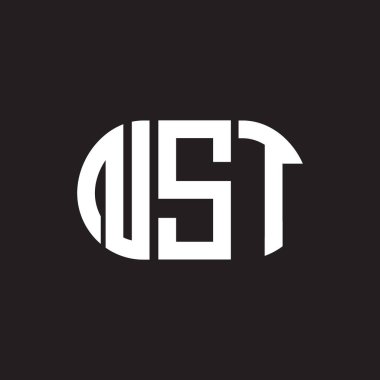 Siyah arka planda NST harfi logo tasarımı. NST yaratıcı harflerin baş harfleri logo kavramı. NST harf tasarımı.