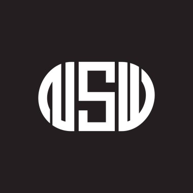 Siyah arka planda NSW harf logosu tasarımı. NSW yaratıcı harflerin baş harfleri logo kavramı. NSW harf tasarımı.