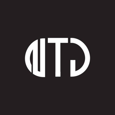 Siyah arka planda NTJ harf logosu tasarımı. NTJ yaratıcı harflerin baş harfleri logo kavramı. NTJ harf tasarımı.