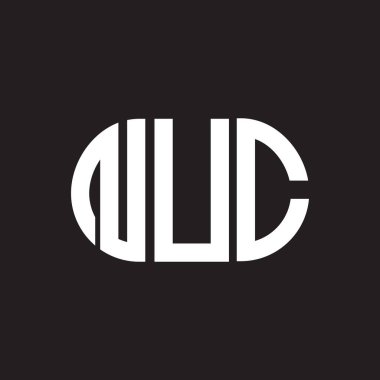 Siyah arka planda NUC harf logosu tasarımı. NUC yaratıcı harflerin baş harfleri logo kavramı. NUC harf tasarımı.