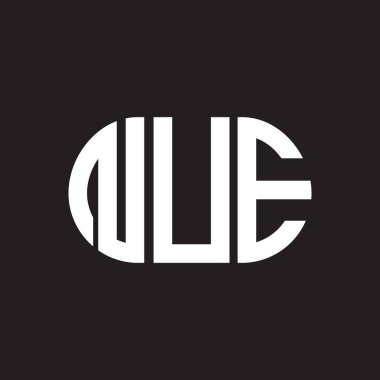 Siyah arka planda NUE harf logosu tasarımı. Yaratıcı harflerin baş harfleri logo konsepti. NUE harf tasarımı.