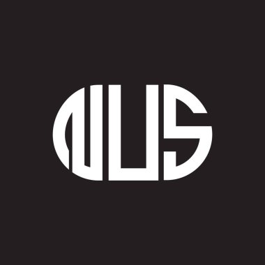 Siyah arka planda NUS harf logosu tasarımı. NUS yaratıcı harfler logosu konsepti. NUS harf tasarımı.