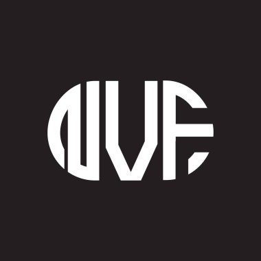 Siyah arka planda NVF harf logosu tasarımı. NVF yaratıcı harflerin baş harfleri logo kavramı. NVF harf tasarımı.