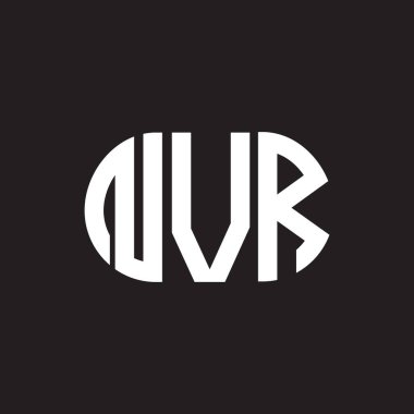 Siyah arka planda NVR harf logosu tasarımı. NVR yaratıcı harflerin baş harfleri logo kavramı. NVR harf tasarımı.