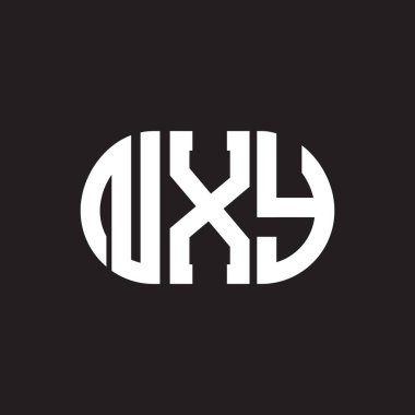 Siyah arkaplanda NXY harf logosu tasarımı. NXY yaratıcı harflerin baş harfleri logo kavramı. NXY harf tasarımı.