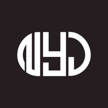 Siyah arka planda NYJ mektup logosu tasarımı. NYJ yaratıcı harfler logosu konsepti. NYJ mektup tasarımı.