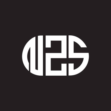 Siyah arka planda NZS harf logosu tasarımı. NZS yaratıcı harf logosu konsepti. NZS harf tasarımı.