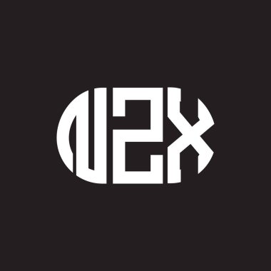 Siyah arkaplanda NZX harf logosu tasarımı. NZX yaratıcı harflerin baş harfleri logo kavramı. NZX harf tasarımı.