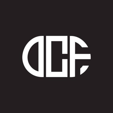 Siyah arka planda OCF harf logosu tasarımı. OCF yaratıcı harflerin baş harfleri logo kavramı. OCF harf tasarımı.