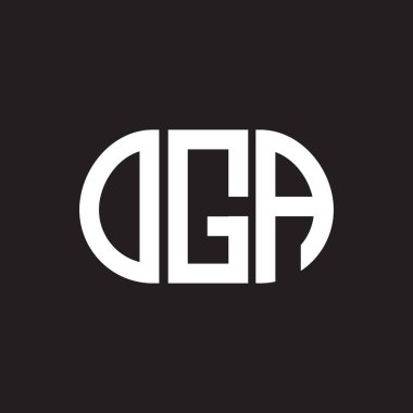 Siyah arka planda OGA harf logosu tasarımı. OGA yaratıcı harf logosu konsepti. OGA harf tasarımı.
