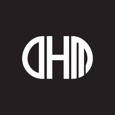 Siyah arka planda OHM harf logosu tasarımı. OHM yaratıcı harflerin baş harfleri logo kavramı. OHM harf tasarımı.