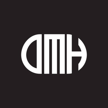 Siyah arka planda OMH harf logosu tasarımı. OMH yaratıcı harflerin baş harfleri logo kavramı. OMH harf tasarımı.