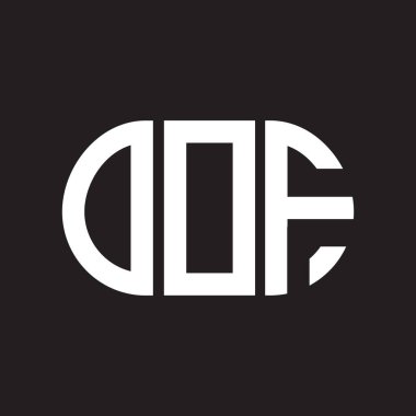 Siyah arkaplanda OOF harf logosu tasarımı. Yaratıcı harflerin baş harfleri logo konsepti. Oof harf tasarımı.