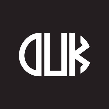Siyah arka planda OUK harf logosu tasarımı. OUK yaratıcı harflerin baş harfleri logo kavramı. OUK harf tasarımı.