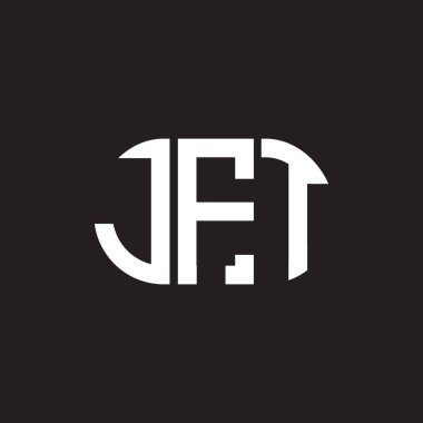 Siyah arka planda JFT harf logosu tasarımı. JFT yaratıcı harflerin baş harfleri logo kavramı. JFT harf tasarımı.