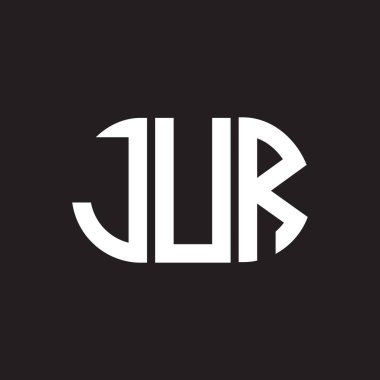 Siyah arkaplanda JUR harfi logo tasarımı. JUR yaratıcı harflerin baş harfleri logo kavramı. JUR harf tasarımı.