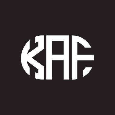 Siyah arkaplanda KAF harf logosu tasarımı. KAF yaratıcı harflerin baş harfleri logo kavramı. KAF harf tasarımı.