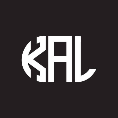 Siyah arkaplanda KAL harf logosu tasarımı. KAL yaratıcı harflerin baş harfleri logo kavramı. KAL harf tasarımı.