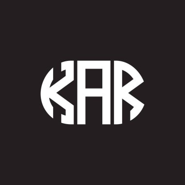 Siyah arka planda KAR harfi logo tasarımı. KAR yaratıcı harf logosu konsepti. KAR harf tasarımı.