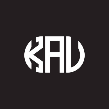 Siyah arka planda KAU harf logosu tasarımı. KAU yaratıcı harf logosu konsepti. KAU harf tasarımı.