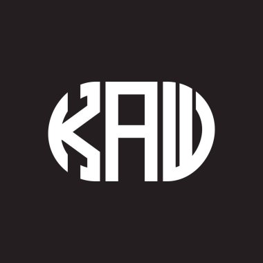 Siyah arkaplanda KAW harfi logo tasarımı. KAW yaratıcı harflerin baş harfleri logo kavramı. KAW harf tasarımı.