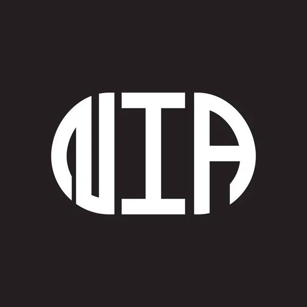 Σχεδιασμός Λογότυπου Γραμμάτων Nia Μαύρο Φόντο Nia Δημιουργική Αρχικά Γράμμα — Διανυσματικό Αρχείο