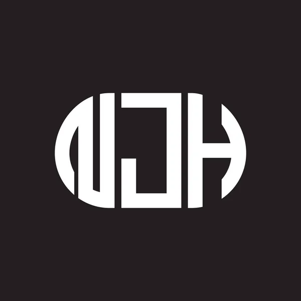 Njh Logo Ontwerp Zwarte Achtergrond Njh Creatieve Initialen Letter Logo — Stockvector