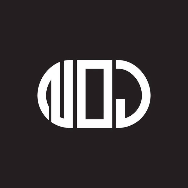 Logo Della Lettera Noj Sfondo Nero Noj Sigle Creative Lettera — Vettoriale Stock