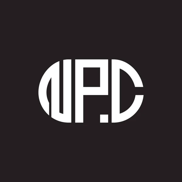 Diseño Del Logotipo Letra Npc Sobre Fondo Negro Npc Iniciales — Vector de stock