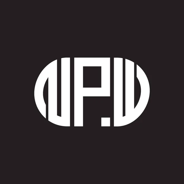 Σχεδιασμός Λογότυπου Γραμμάτων Npw Μαύρο Φόντο Npw Δημιουργική Αρχικά Γράμμα — Διανυσματικό Αρχείο