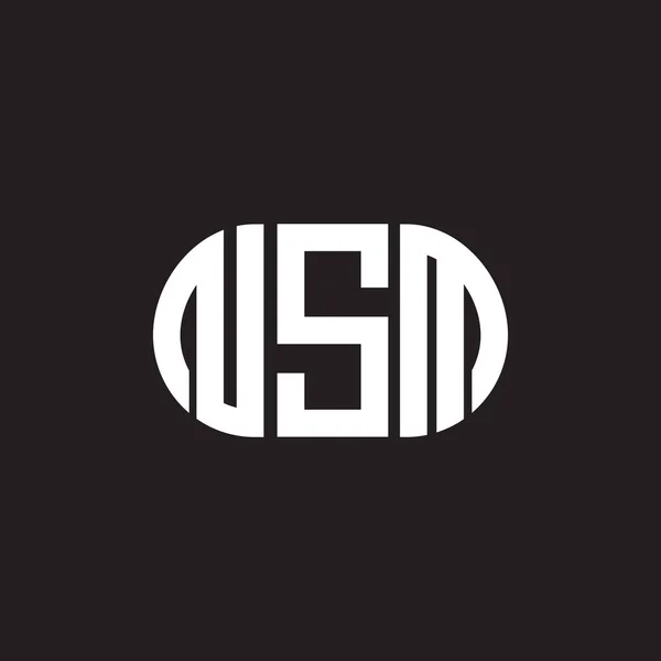 Diseño Del Logo Carta Nsm Sobre Fondo Negro Nsm Iniciales — Vector de stock