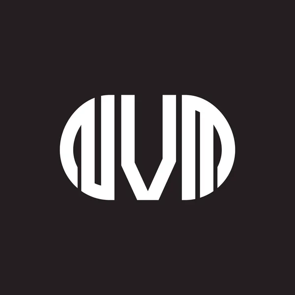Diseño Del Logotipo Carta Nvm Sobre Fondo Negro Nvm Iniciales — Archivo Imágenes Vectoriales