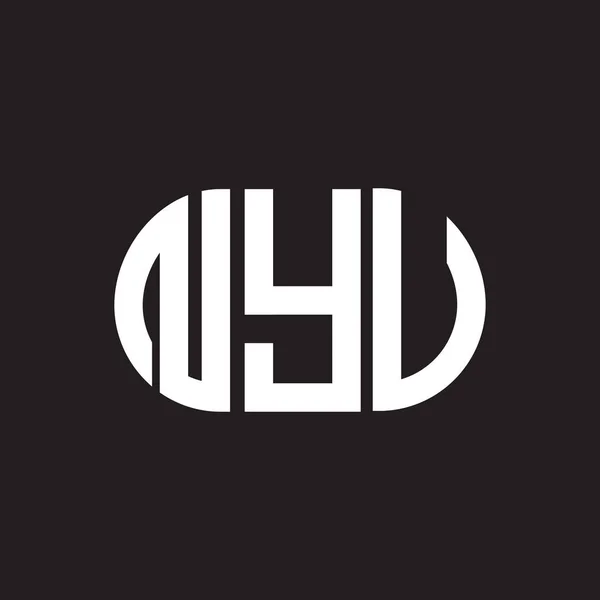 Diseño Del Logotipo Letra Nyu Sobre Fondo Negro Nyu Iniciales — Archivo Imágenes Vectoriales