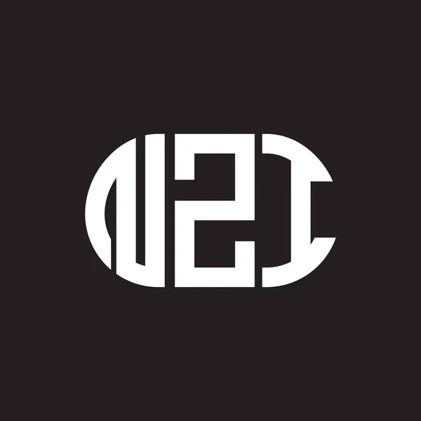 Nzi Design Logotipo Carta Fundo Preto Nzi Iniciais Criativas Conceito — Vetor de Stock