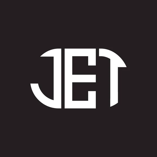 Jet Письмо Дизайн Логотипа Черном Фоне Концепция Логотипа Jet Creative — стоковый вектор
