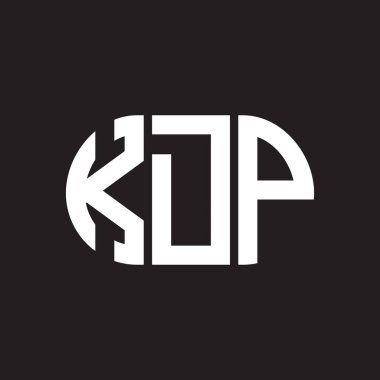 Siyah arkaplanda KDP harf logosu tasarımı. KDP yaratıcı harflerin baş harfleri logo konsepti. KDP harf tasarımı.