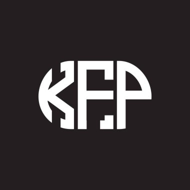 Siyah arkaplanda KFP harf logosu tasarımı. KFP yaratıcı harflerin baş harfleri logo kavramı. KFP harf tasarımı.